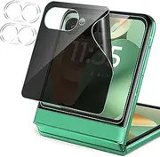MOOISVS For Motorola Razr 60/Moto Razr 2025 Privacy Screen Protector[Not Glass](2packs)+Tempered Glass Camera Lens Protector(2packs),Flexible TPU Film, Anti-Spy Outside Screen Protector