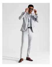 [Blaq] Slim Suit Pant Textured in Plain Grey