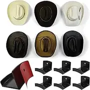 Modern JP Adhesive Hat Hooks for Wall (6-Pack) - Cowboy Hat Rack, Wide Brim Hat Organizer, Strong Hold Hat Hangers for Wall - Black