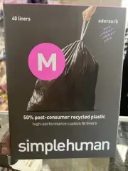 simplehuman Code M 40 Pack 11.9 Gallon Custom Fit Trash Bags Liners Black