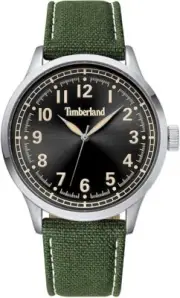 Timberland Men's Watch olive green leather Strap Canvas steel case TBL15907JYS02