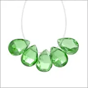 6 Cubic Zirconia Flat Pear Briolettes Beads 5 x 7mm Emerald Green #96037