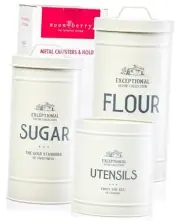 Canisters for Kitchen Counter, Set of 3 - Airtight Flour Sugar + Utensil Holder