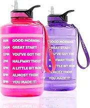 Water Bottle - ChillXX 2L Water Bottle (Pink 2200mL) - Drink Bottle - Motivational Water Bottle with Time Markings - 2 Litre Water Bottle with Straw - Sports Water Bottles & Accessories