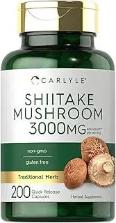 Shiitake Mushroom Extract | 2000mg | 200 Capsules | Non-GMO, Gluten Free | by Carlyle