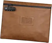 Vaveren Password Lock Document Bag Office File Organizer Bag PU Leather Document Bag Money Storage Bag for All Journal Phone Passport, Brown