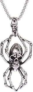 [Generic] Halloween Skull Spider Necklace for Men and Women. Skull Pendant Jewelry Necklaces suitable for Men, Women, Boys and Girls. Made of Stainless Steel, without Gemstone.
