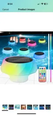 Pool Chlorine Floater with Solar Light Sensor Lamp with Remote, Floating Dispens