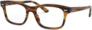 Ray-Ban RX5383 Mr. BuRBank Rectangular Prescription Eyeglass Frames, Striped Red Havana/Demo Lens, 52 mm