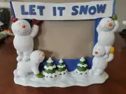 Let It Snow 4x6 Snowmen Picture Frame-NWOT