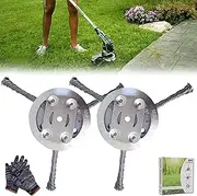 Steel Wire Grass Trimmer Head, 2025 New String Trimmer Replacement Head, Universal Brush Cutter Steel Head for Lawn Mower Edging,6Inch Wired Trimmer Blade for Lawn Mower Tray (3 Blade-6IN*2PCS)