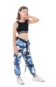 Hip Hop Dance Wear Crop Top Camouflage Jogger Pants Set Jazz Street Sz 10 Kids