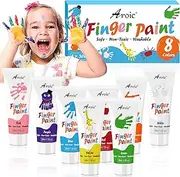 AROIC Washable Finger Paint for Kids,Non-Toxic Finger Paint 8Colors，Art Painting Supplies for Toddlers, Finger Painting Supplies for Kids Boys Girls Gifts,Kids Craft Projects,Hand Painting DIY Crafts