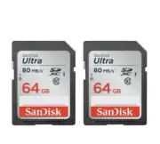 SanDisk Ultra 64GB SDXC UHS I Class 10 Memory Card 2 Pack Black