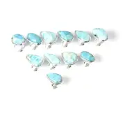 Wholesale 11pc 925 Solid Sterling Silver Blue Larimar Ring Lot i573