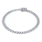 14K White Gold Solid Mens 6mm Miami Cuban Link Chain Bracelet Box Clasp 7"