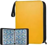 9 Pocket Card Binder - 900 Cards Capacity with 50 Removable Sleeves, Portable Carrying Case Zipper Trading Card Holder Album Collector Suitable for Pokemon Cards & Sports Cards Gifts for Boys, Yellow