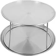 Hoement Elegant Stainless Steel Seafood Plate Serving Tray Lid Double-layer Display Stand Perfect for Party Restaurant