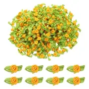 500 Pcs Mini Ribbon Roses Flowers Bows for Crafts, 15mm/0.6" Dia, Orange
