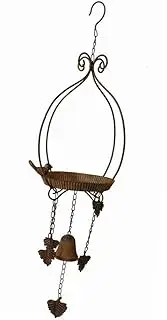 MYCENSE Hanging Bird Feeder Tray with Wind Chime Yard Feeding Station Food Dispenser