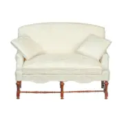 Dollhouse Miniature 1:12 White and Walnut Jacobean Settee