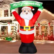 Christmas Inflatable Black Santa Airblown Decor Outdoor Home Party LED Lights 6'