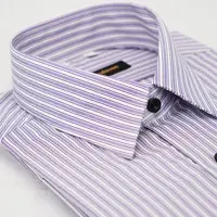 在飛比找Yahoo奇摩購物中心優惠-金安德森 紫色白條紋黑扣吸排窄版長袖襯衫