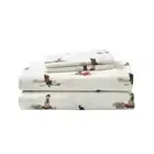 Retriever Adventure 4-Piece Red Graphic Queen Flannel Sheet Set