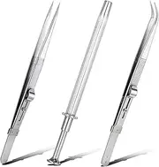 [Psyqtsuary] 3 Pack Diamond Holder Pick up Tool Gem Stone Jewelry Locking Tweezers Diamond Claw Tweezers Parts Beads Stainless Steel Diamond Claw Holder(Claw and Tweezers)