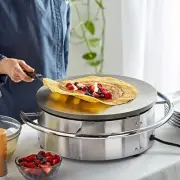 16" Round Portable Steel Crepe Maker - 120V Commercial Grade Crepe Machine
