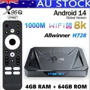 X96Q PRO+ Android 14 TV Box 4GB + 64GB 4K 60fps WiFi6 1000M USB3.0 Media Player