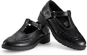 [PATPAT] Toddler Girls Dress Shoes Mary Jane Flats Little Big Kid Wedding Party Princess School Uniform Ballet Black White Classic T-Strap Low Heel Hook and Loop Slip-On Soft Sole Closed Toe Unisex-Child