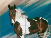 Horse Tile Backsplash McElroy Equine Art Ceramic Mural KMA037