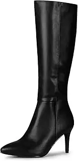 [Allegra K] Women's Pointed Toe Side Zipper Stiletto Heel Knee High Boots