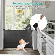 Retractable Baby Safety Gate 34" Tall Extends to 61" Wide for Stairs Doorways