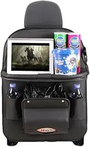 ATATHXHQay Pu Leather Pad Bag Car Seat Organizer Foldable Table Tray Travel Storage Bag Foldable Dining Table Car Seat Storage Bag(Black)