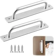 Cabinet Drawer Door Pulls Handle: Aluminum Alloy Self-Stick Instant Adhesive Sliding Door Push Pull Handles Helper with Screws for Kitchen Wardrobe Cabinet Drawer Window Closet (Silver, 180mm)