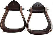 Pak Tree Wooden Wide Western Leather Covered Stirrups, Wooden Bell Saddle Stirrups