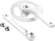 Single Speed Crankset Set, Road Bike Bicycle Chainset Wheel 42T 170mm Silver Bike Crankset Fits for Fixie Bikes,Bike Bicycles Sprocket