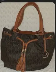 Michael Kors Jet Set Large Gathered Tote MK Signature Brown