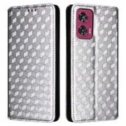 For Motorola Edge 50 Fusion Wallet Case Closing Phone Leather Cover - Silver