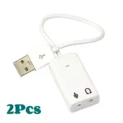 2Pcs USB 2.0 3D Virtual 7.1 Channel Audio Sound Card External Adapter For Laptop