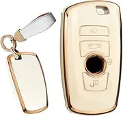 TECAR Intelligent Car Key Case TPU Key Fob Holder Cover Protective fit for BMW 1 2 3 4 5 6 series F20 F21 F22 F45 F46 F30 F31 F34 F35 F82 X3 X4 M5 M6 4 Buttons Key Shell Keychain Accessories White A