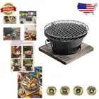 Mini Portable BBQ Grill 10.2'' - Cast Iron Hibachi for Charcoal or Wood Cooking