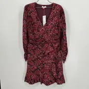Parker Alison Dress size 10 (L) in Purple Presley Mosaic Long Sleeve Mini NWT