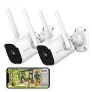 2K Security Camera Outdoor 2 Pack, 2.4G WiFi Home Security Cameras with Smart...