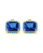 Gabi Rielle 14K Over Silver CZ Ocean Studs