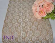 14”x108” LACE BURLAP TABLE RUNNER FOR RUSTIC WEDDING