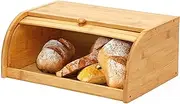 Natural Bamboo Roll Top Bread Box Kitchen Food Storage - Assembly Required
