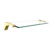 Alno A6850-18-PB/NL Luna 18" Glass Shelf w/Brackets Unlacquered Brass